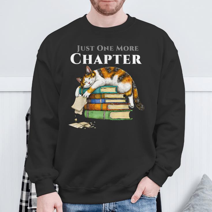 Calico Cat Reading Book Lover Just One More Chapter Sweatshirt Gifts for Old Men
