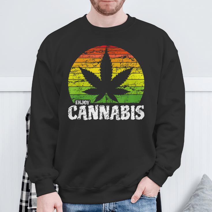 Cannabis ヴィンテージ 麻葉 レトロ マリファナ スウェットシャツ 高齢者への贈り物