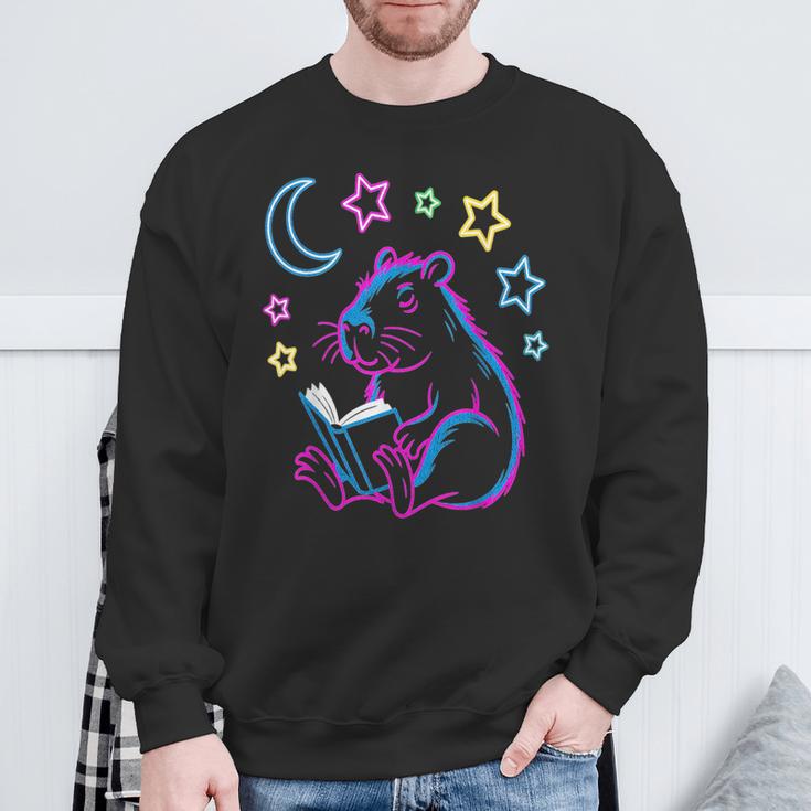 Capybara Books Reading Library Librarian Men Women Sweatshirt Gifts for Old Men
