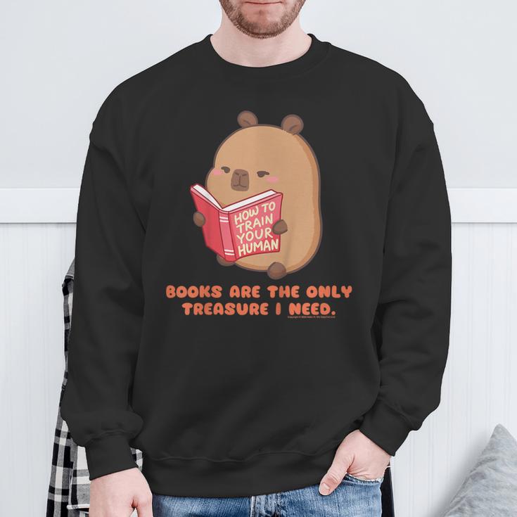 CapyFun Books Are The Only Treasure I Need Capybara Kids Sweatshirt Gifts for Old Men