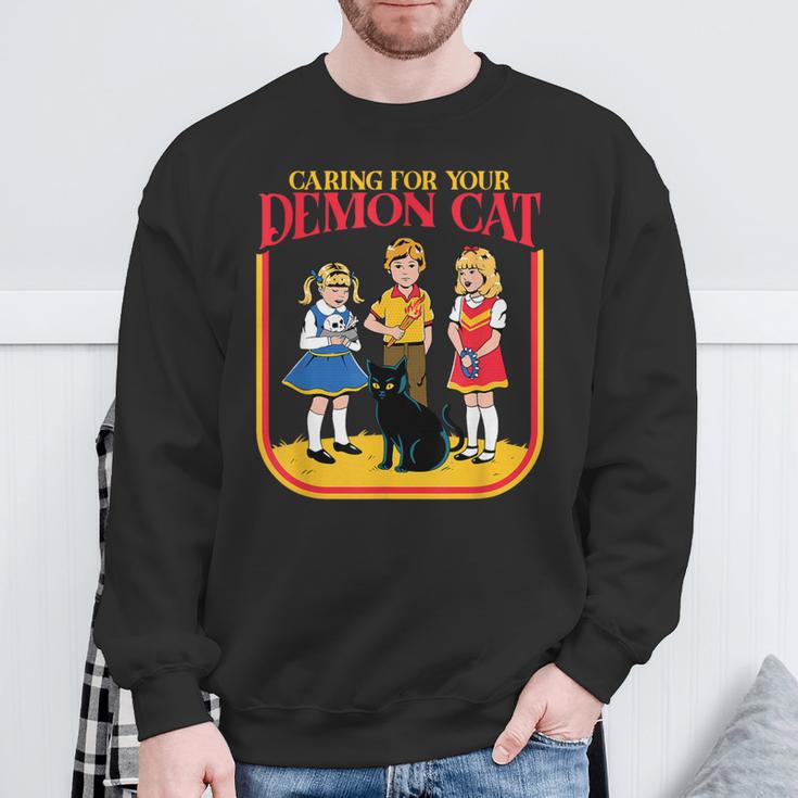 Caring For Your Evil Cat Retro Dark Humor Book Cover Sweatshirt Gifts for Old Men Caring For Your Evil Cat Retro Dark Humor Book Cover Sweatshirt Gifts for Old Men