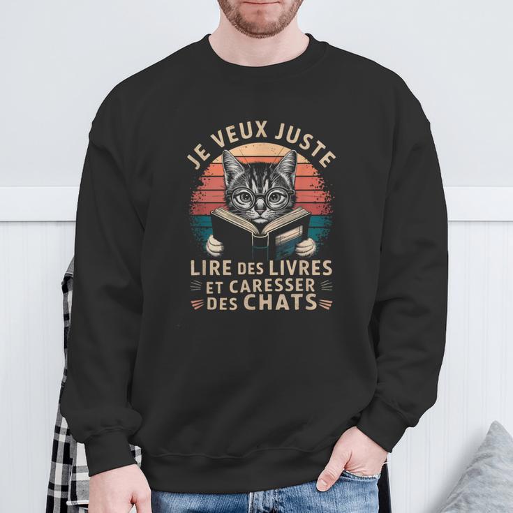 Cat And Reading For Book And Cat Lover Sweatshirt Gifts for Old Men