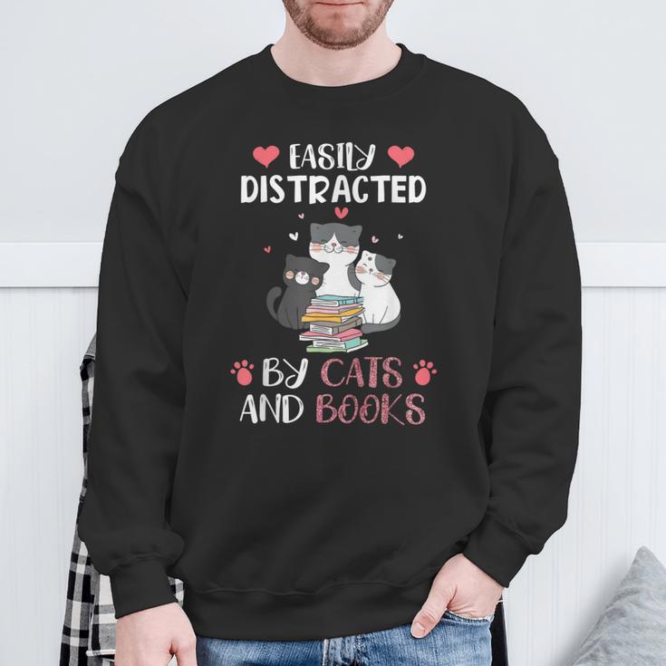 Cat Simply Distracted By Cats And Books Sweatshirt Gifts for Old Men Cat Simply Distracted By Cats And Books Sweatshirt Gifts for Old Men