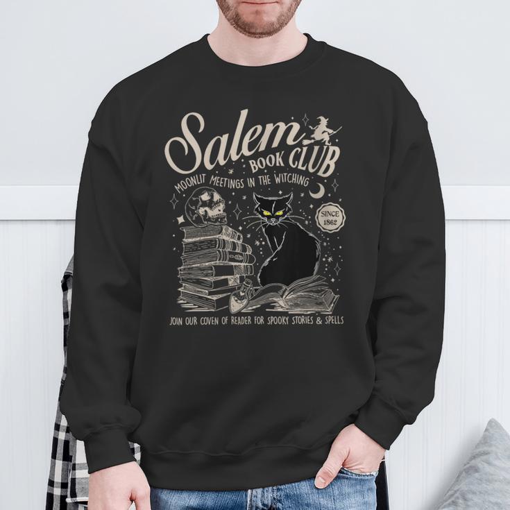 Cat Witch Salem Book Club Reading Halloween Book Lover Sweatshirt Gifts for Old Men