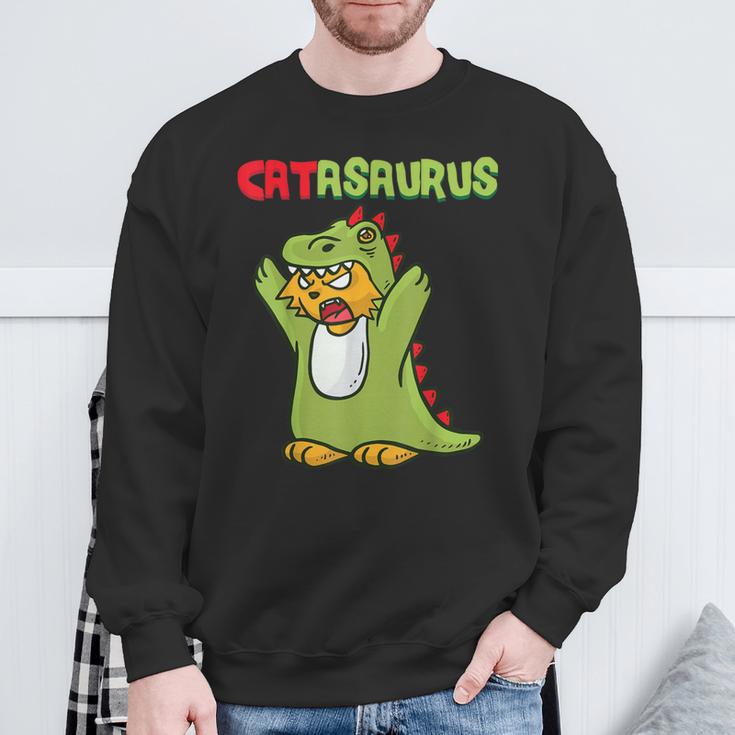 Catasaurus T-Rex Cat Kitten Dinosaur Feline Dino Dragon スウェットシャツ 高齢者への贈り物