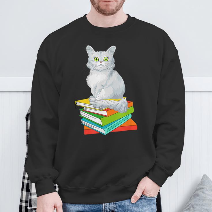 Cats And Books Lover Persian Cat For Men Women Kids Sweatshirt Gifts for Old Men