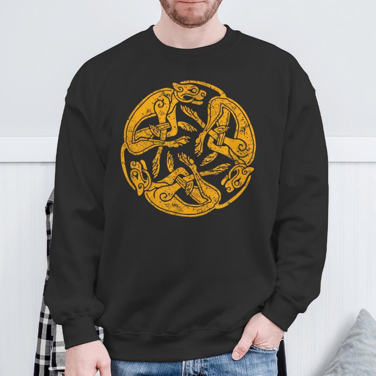 Celtic Book Of Kells Trinity Hounds Sweatshirt Gifts for Old Men