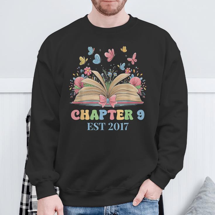 Chapter 9 Years Old 9th Birthday Butterfly Bow Book Lover Sweatshirt Gifts for Old Men