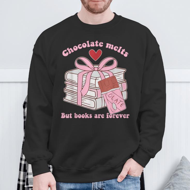 Chocolate Melts But Books Are Forever Booktrovert Sweatshirt Gifts for Old Men Chocolate Melts But Books Are Forever Booktrovert Sweatshirt Gifts for Old Men