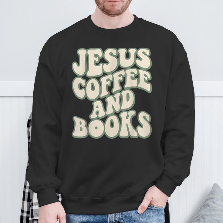 Christian Book Lover Coffee And Jesus Faith Reading Sweatshirt Gifts for Old Men