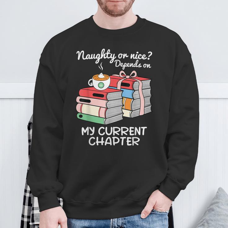 Christmas Book Lovers Naughty Or Nice Sweatshirt Gifts for Old Men
