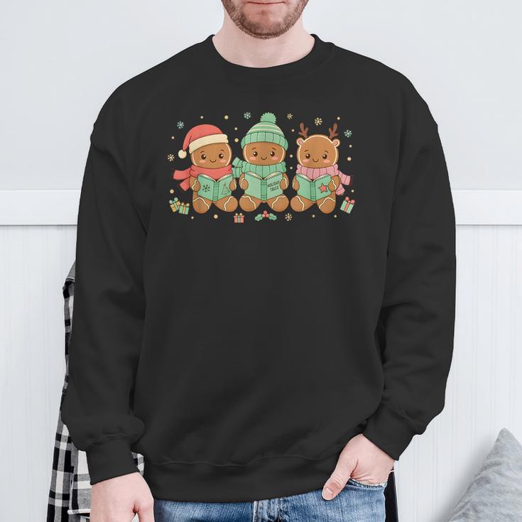 Christmas Library Gingerbread Man Books Lover Bookworm Sweatshirt Gifts for Old Men