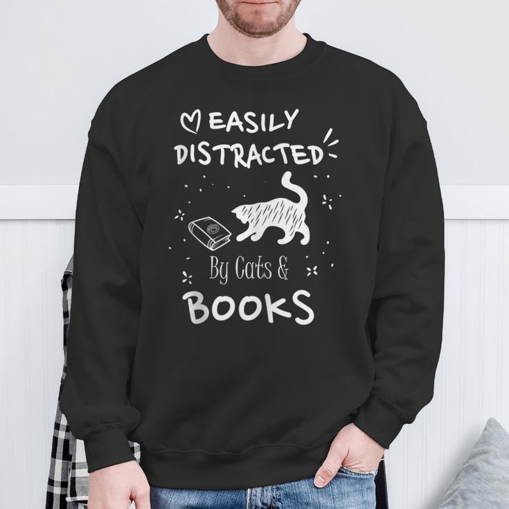 Coffee Cats And Books Ironic Kitty Literature Sweatshirt Gifts for Old Men Coffee Cats And Books Ironic Kitty Literature Sweatshirt Gifts for Old Men