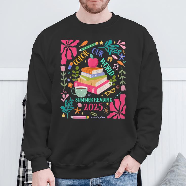 Color Our World Summer Reading 2025 Boho Wildflower Book Sweatshirt Gifts for Old Men Color Our World Summer Reading 2025 Boho Wildflower Book Sweatshirt Gifts for Old Men
