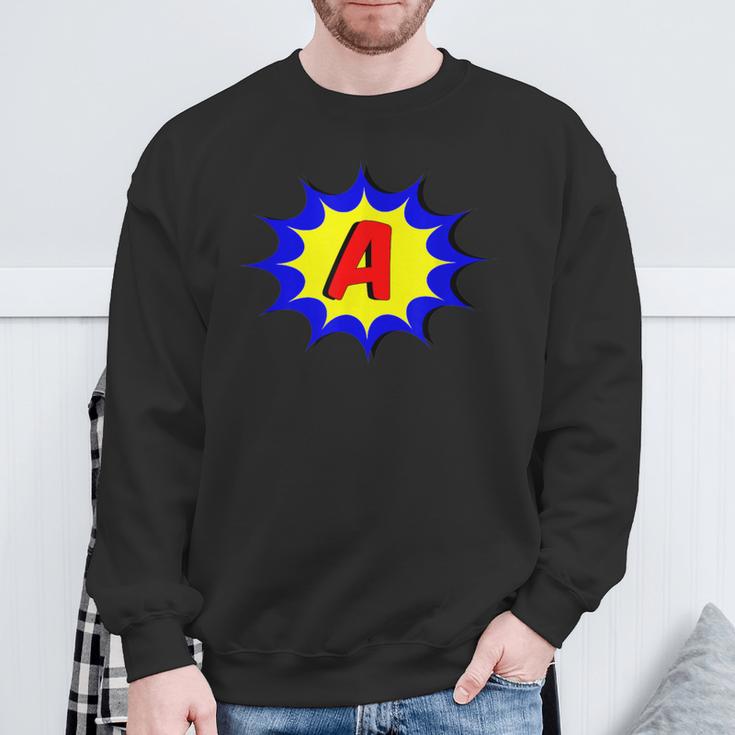 Comic Book Style Monogram Initial Letter A Superhero Sweatshirt Gifts for Old Men Comic Book Style Monogram Initial Letter A Superhero Sweatshirt Gifts for Old Men