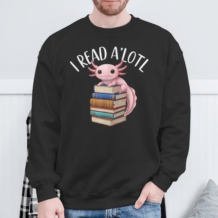Cool Axolotl Reading Library Book Lover Reading Women Men Sweatshirt Gifts for Old Men