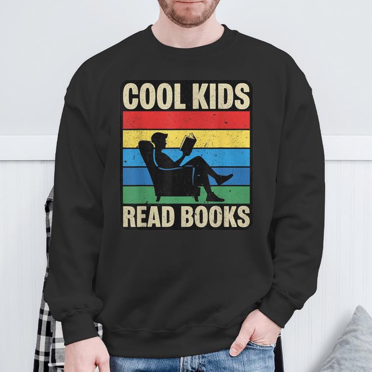Cool Kids Read Books Retro Reading Vintage Sweatshirt Gifts for Old Men
