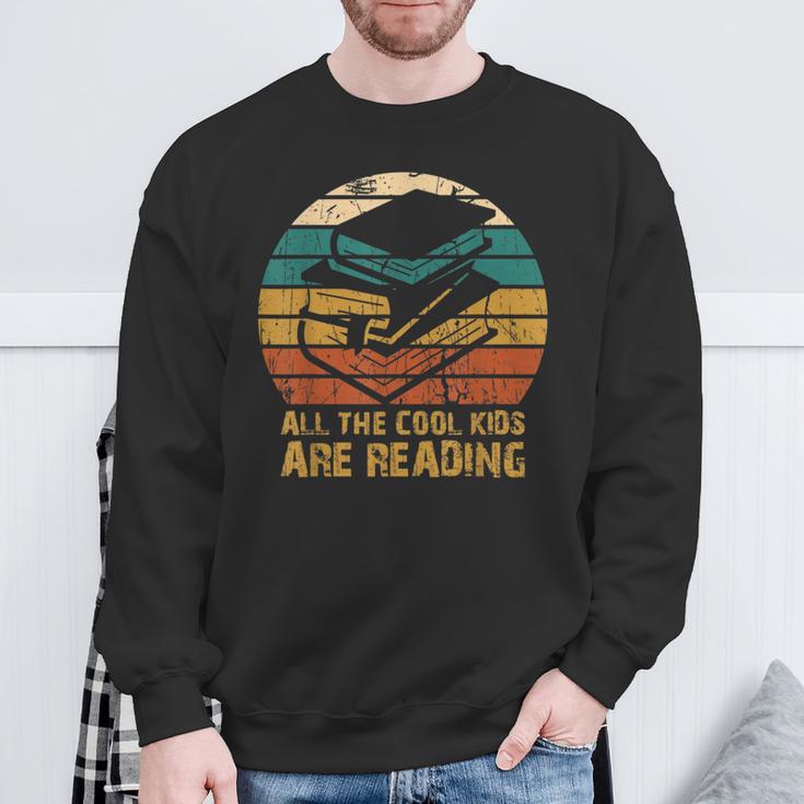 All The Cool Kids Are Reading Books Sweatshirt Gifts for Old Men