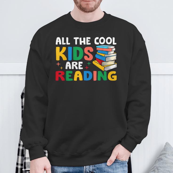 All The-Cool Kids Are Reading Teacher Book Lover Librarian Sweatshirt Gifts for Old Men