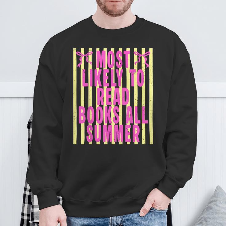 Coquette Striped Most Likely To Read Books All Summer Sweatshirt Gifts for Old Men