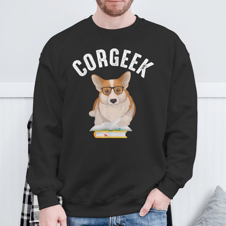 Corgee Lovers Corgeek Book Lovers Sweatshirt Gifts for Old Men