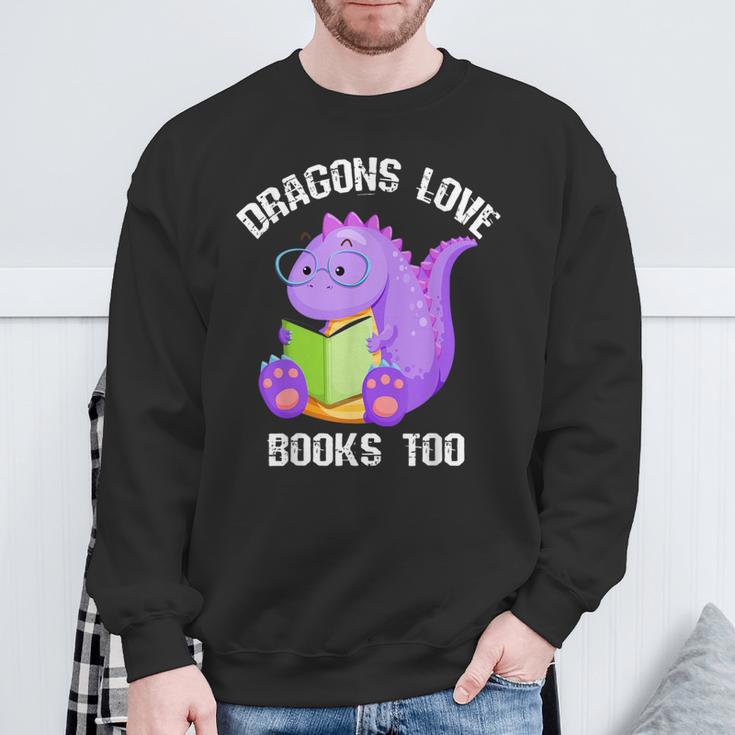 Cure Dragons Love Books Too Sweatshirt Gifts for Old Men