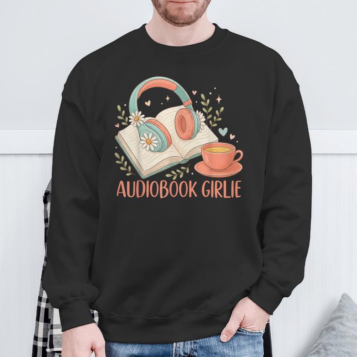 Cute Audiobook Girl Aesthetic Book & Tea Love Sweatshirt Gifts for Old Men