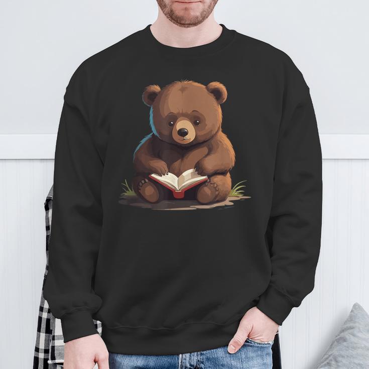 Cute Bear Is Reading a Book Reading Bear Sweatshirt Gifts for Old Men