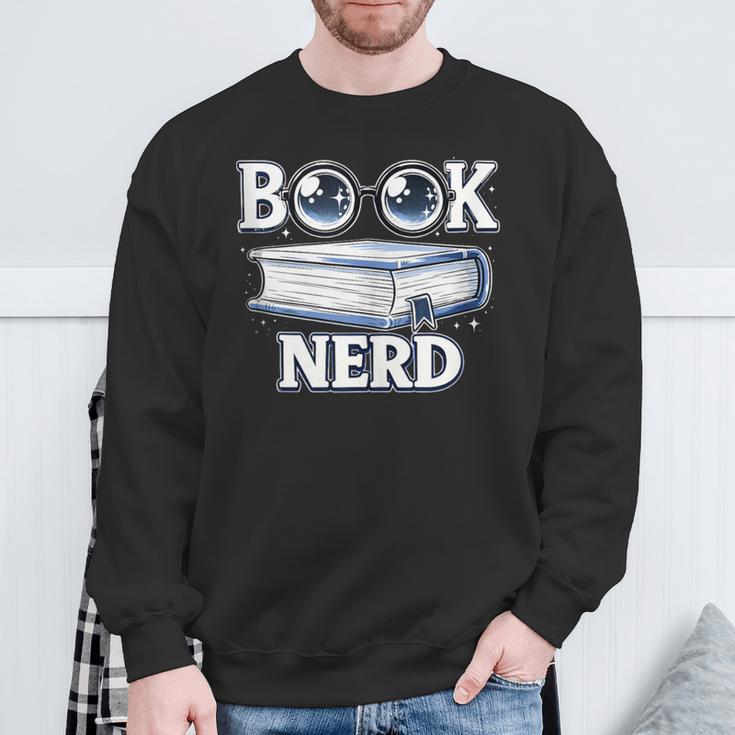 Cute Book Nerd Typography Minimalist Bookworm Fan Sweatshirt Gifts for Old Men