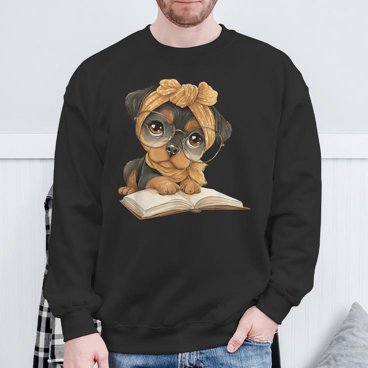 Cute Dog Reading Book Bandana Pup Reader Sweatshirt Gifts for Old Men Cute Dog Reading Book Bandana Pup Reader Sweatshirt Gifts for Old Men