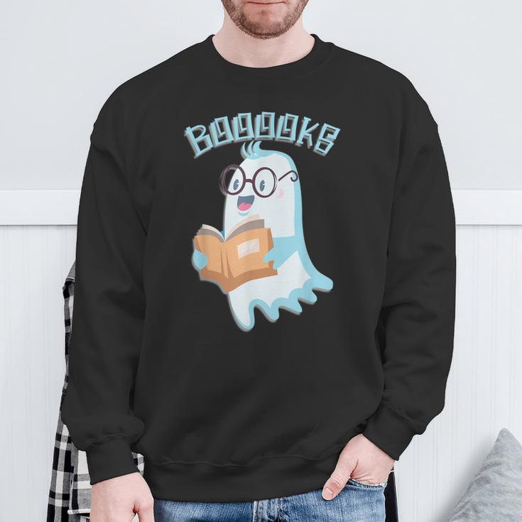 Cute Ghost Book Reading Halloween Teacher Top Men Women Kids Sweatshirt Gifts for Old Men