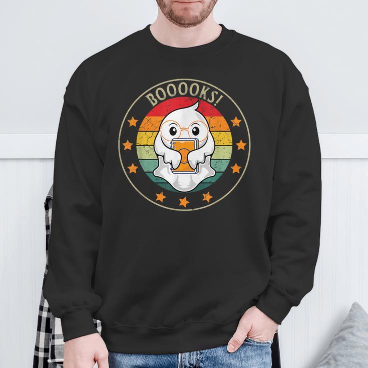 Cute Ghost Book Reading Halloween Teacher Top Puns For Men Women Kids Sweatshirt Gifts for Old Men