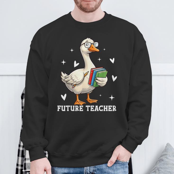 Cute Goose I Love Future Teacher Reading Books Sweatshirt Gifts for Old Men