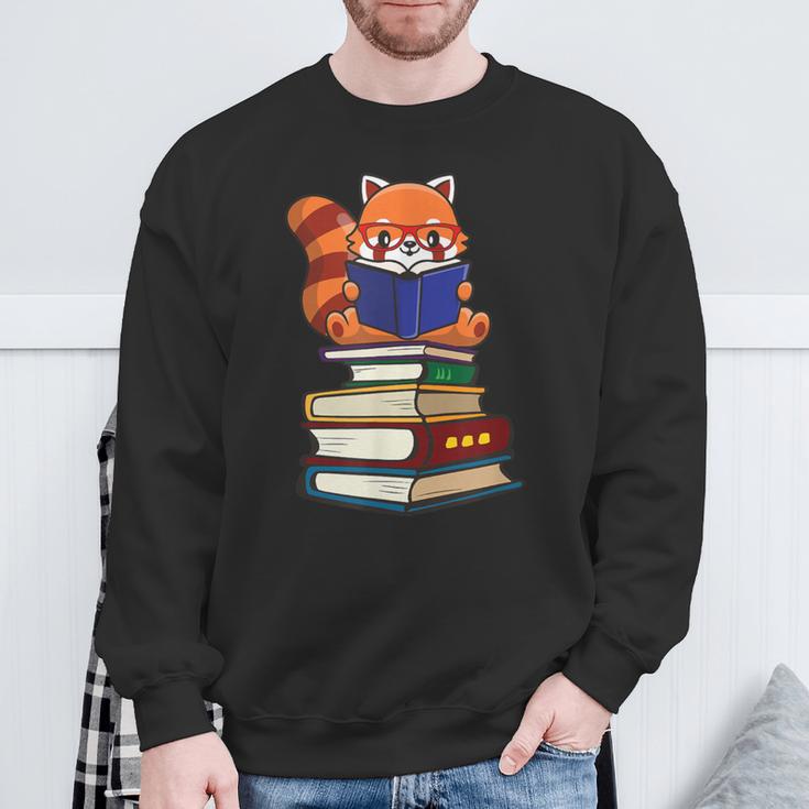 Cute Kawaii Kids Reading Books Glasses Red Panda Lover Sweatshirt Gifts for Old Men Cute Kawaii Kids Reading Books Glasses Red Panda Lover Sweatshirt Gifts for Old Men