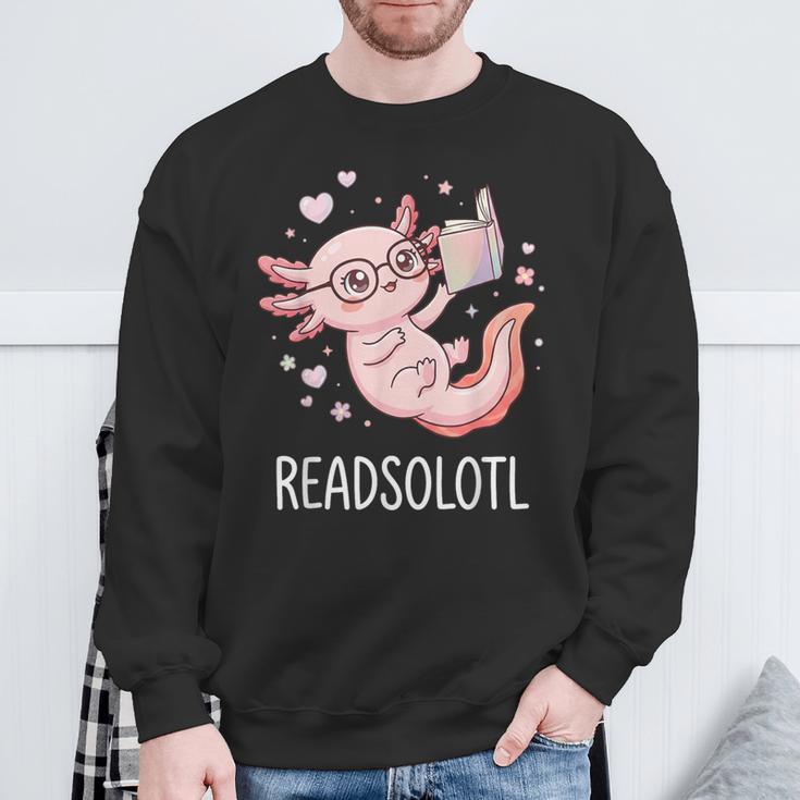 Cute Kawaii Readsolotl Axolotl Reading Book Pun Sweatshirt Gifts for Old Men Cute Kawaii Readsolotl Axolotl Reading Book Pun Sweatshirt Gifts for Old Men