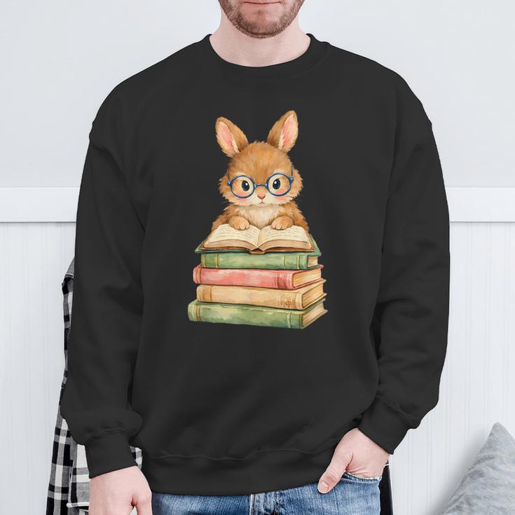 Cute Rabbit Bunny Reading Book Easter Day Teacher Librarian Sweatshirt Gifts for Old Men Cute Rabbit Bunny Reading Book Easter Day Teacher Librarian Sweatshirt Gifts for Old Men