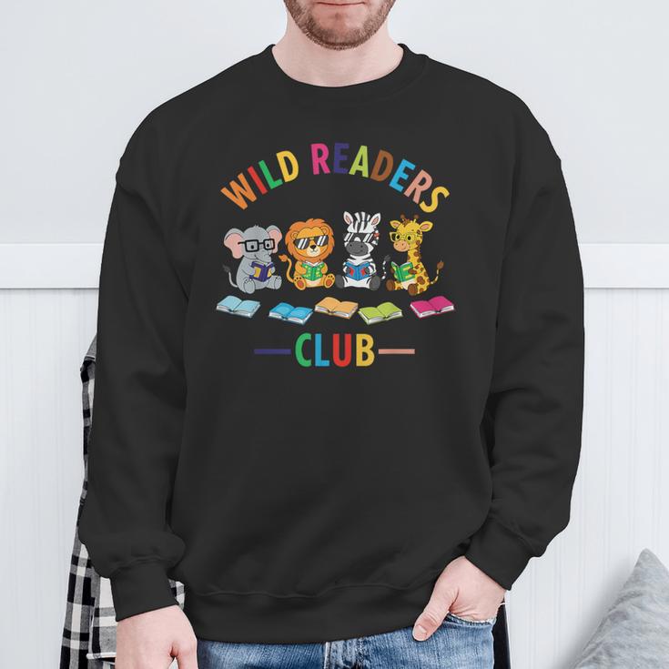 Cute Safari Animals Reading Books Reading Club Kids Literacy Sweatshirt Gifts for Old Men