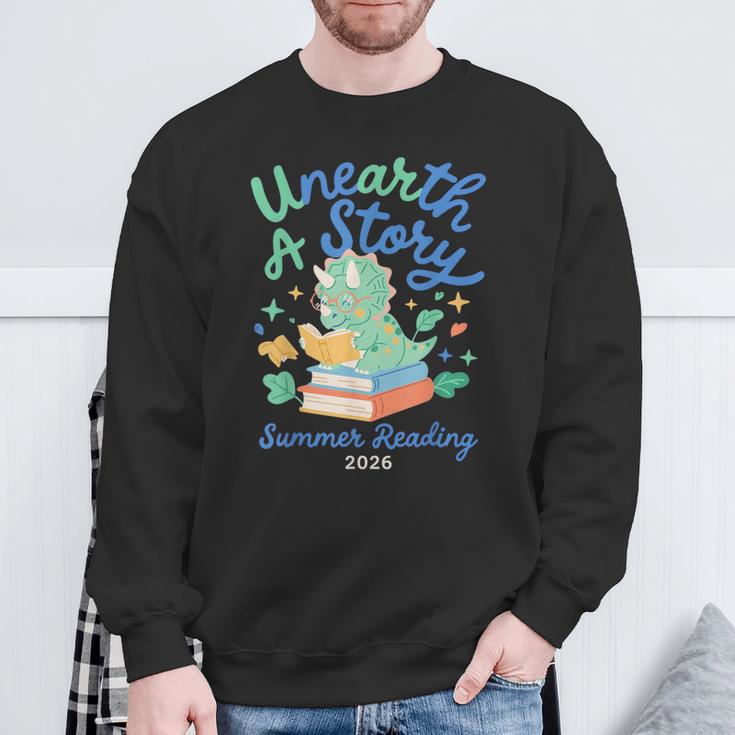 Cute Unearth a Story Triceratops Dinosaur Reading Books Dino Sweatshirt Gifts for Old Men Cute Unearth a Story Triceratops Dinosaur Reading Books Dino Sweatshirt Gifts for Old Men