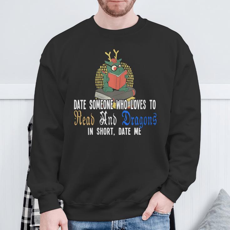 Date Who Loves To Read And Dragons Book Dragon Sweatshirt Gifts for Old Men Date Who Loves To Read And Dragons Book Dragon Sweatshirt Gifts for Old Men