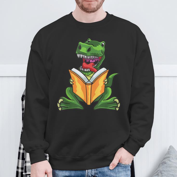 Dino Read Book Shirt Dinosaurs Reading Rex Cute Tee Sweatshirt Gifts for Old Men