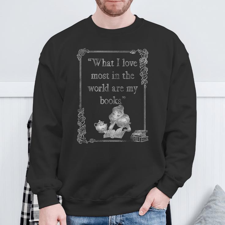 Disney Beauty And The Beast Belle Books I Love Most Quote Small Sweatshirt Gifts for Old Men