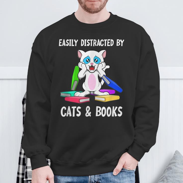 Distracted By Cats Coffee And Books Sweatshirt Gifts for Old Men Distracted By Cats Coffee And Books Sweatshirt Gifts for Old Men