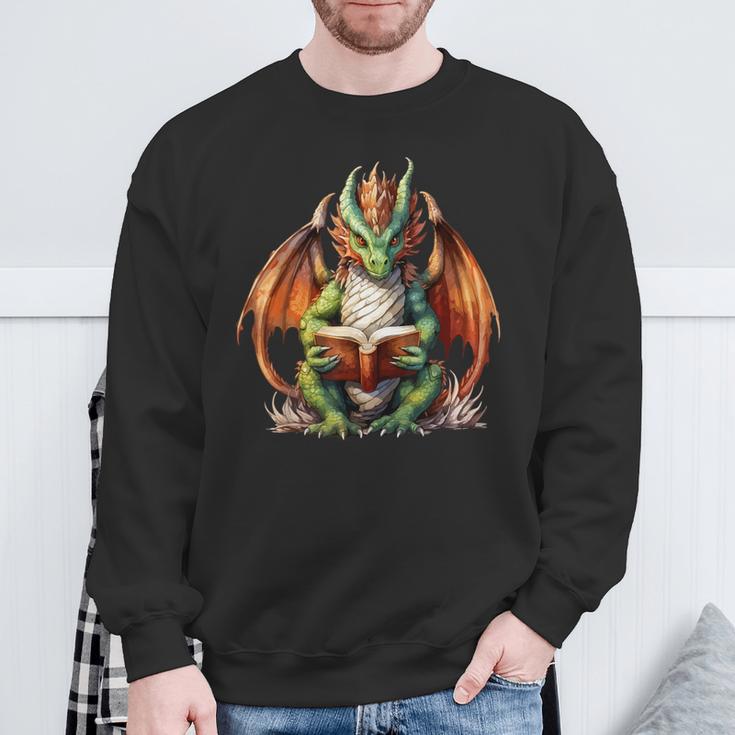 Dragon With Book Sweatshirt Gifts for Old Men Dragon With Book Sweatshirt Gifts for Old Men