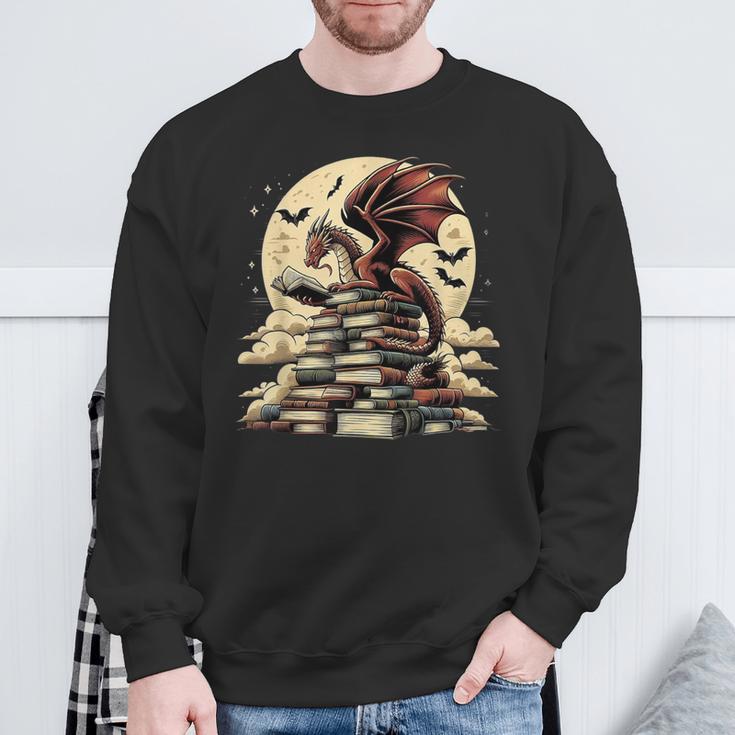 Dragon Reading a Book Dragons And Books Lover Bookworm Sweatshirt Gifts for Old Men Dragon Reading a Book Dragons And Books Lover Bookworm Sweatshirt Gifts for Old Men