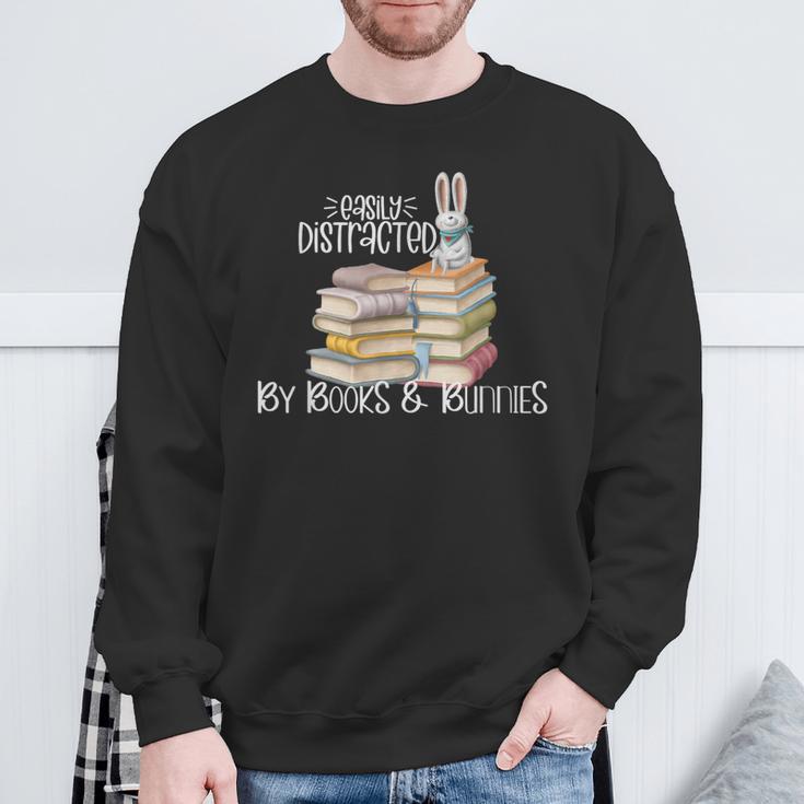 Easily Distracted By Books And Bunnies Sweatshirt Gifts for Old Men Easily Distracted By Books And Bunnies Sweatshirt Gifts for Old Men