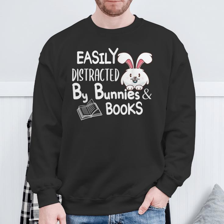 Easily Distracted By Bunnies And Books Sweatshirt Gifts for Old Men