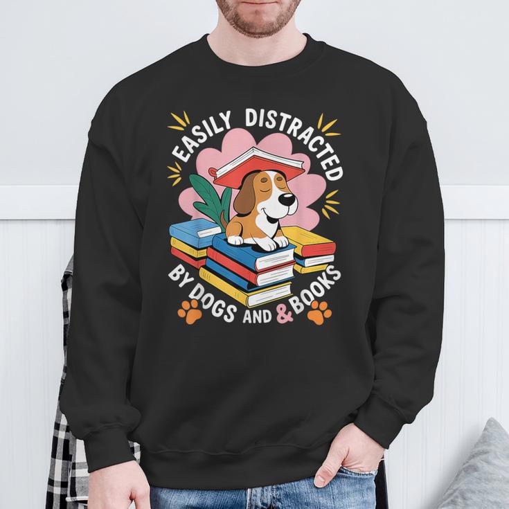 Easily Distracted By Dogs And Books Pets Books Lovers Sweatshirt Gifts for Old Men Easily Distracted By Dogs And Books Pets Books Lovers Sweatshirt Gifts for Old Men