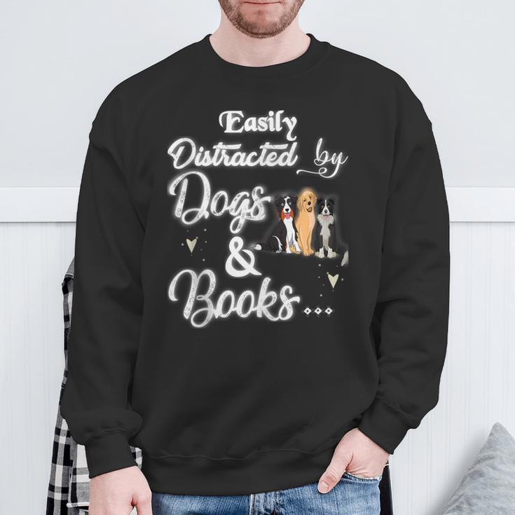 Easily Distracted By Dogs And Books Tee Sweatshirt Gifts for Old Men