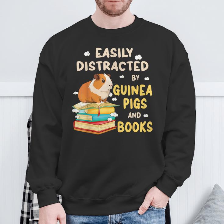 Easily Distracted By GUINEA PIGS And Books Sweatshirt Gifts for Old Men