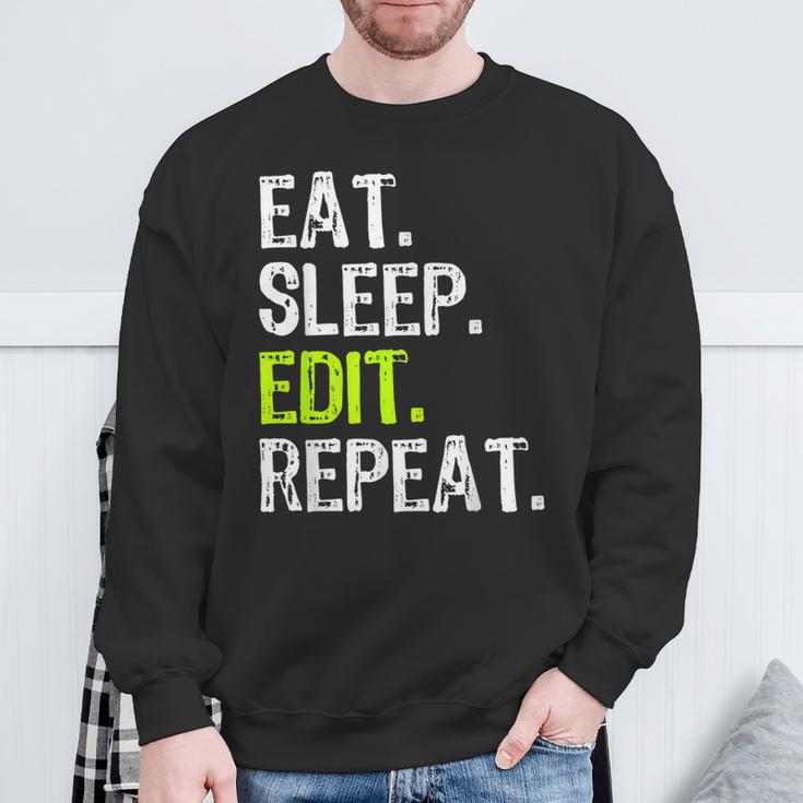Eat Sleep Edit Repeat Editor Editing Video Film Book Sweatshirt Gifts for Old Men